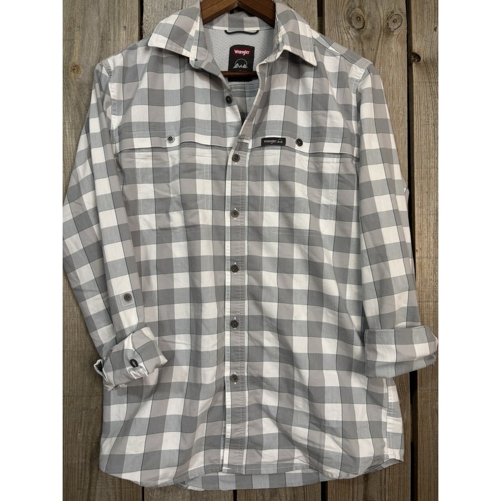 Wrangler Plaid Western Shirt 🤠 Gray Check Button Up • Men's S / Unisex - Picture 1 of 5